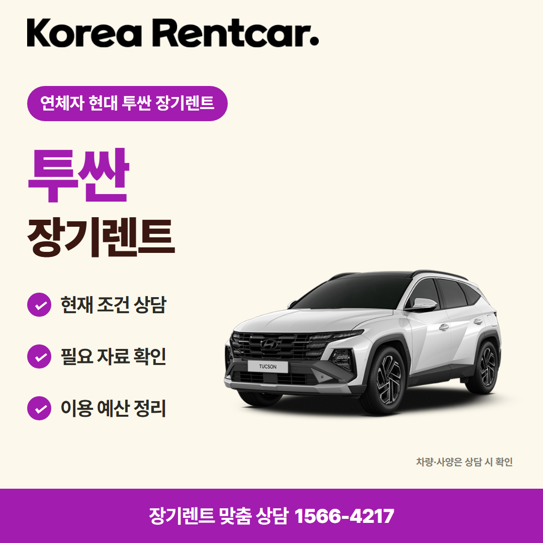 연체자 현대 투싼 장기렌트 · 차량 선택 카드뉴스